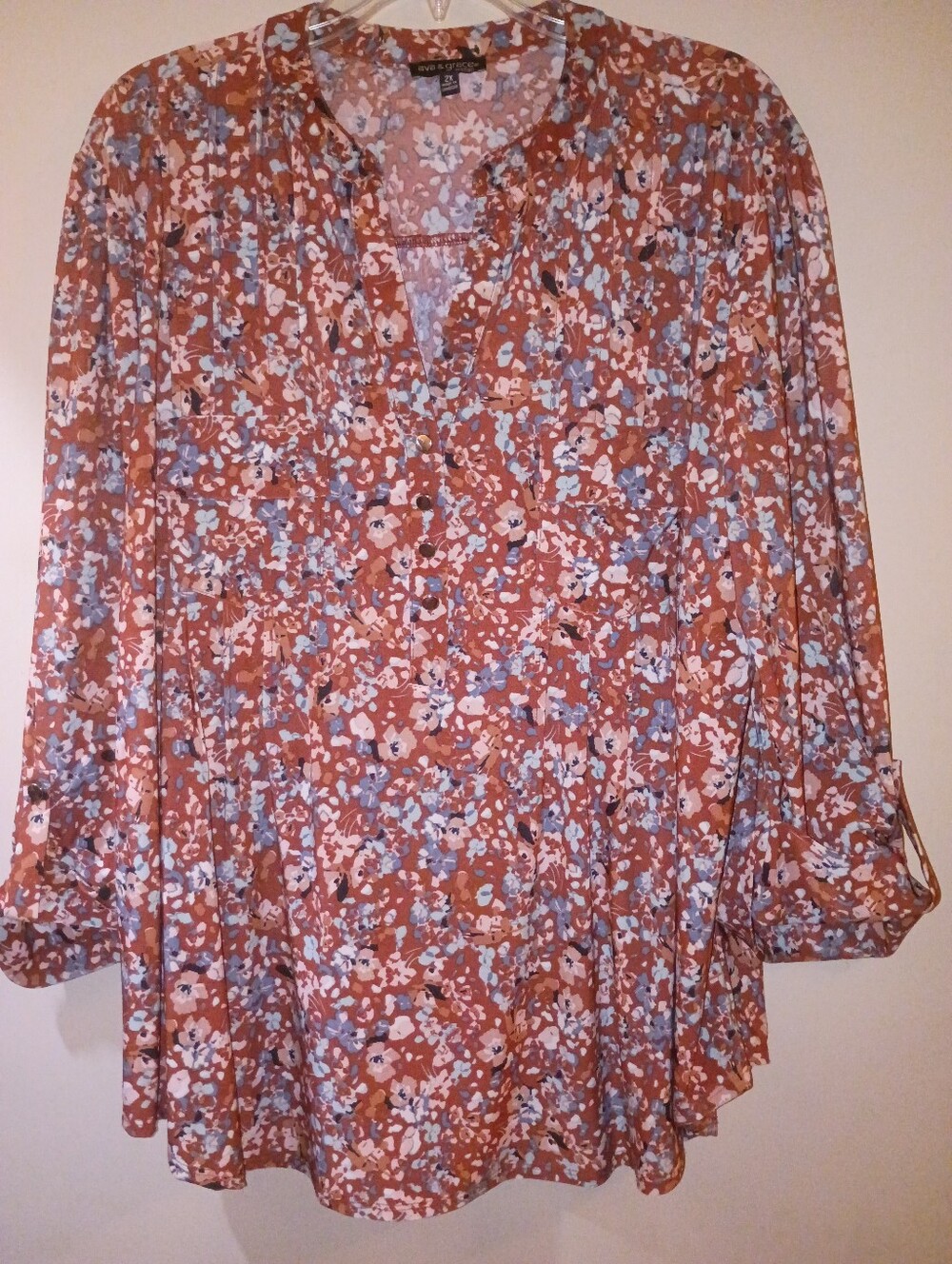Ava & Grace Rust Floral Tunic Top 2X